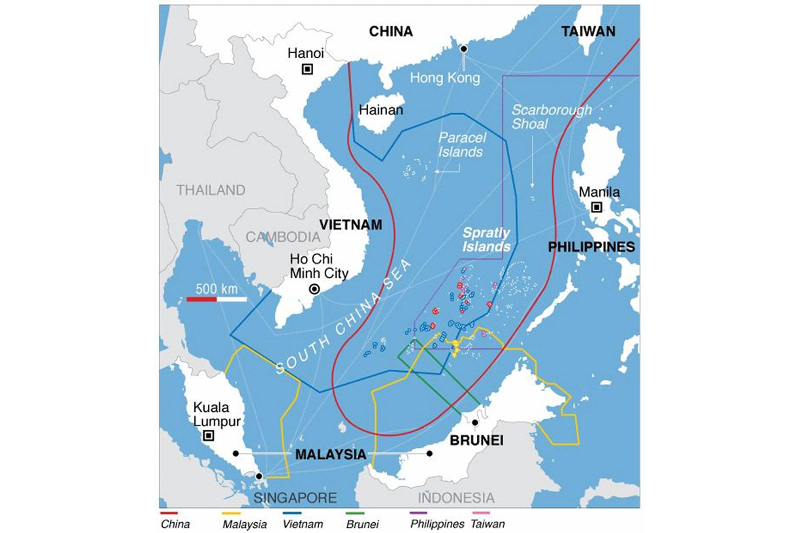 Karte des umstrittenen Gebiets im südchinesischen Meer (von der Redaktion bearbeitet).